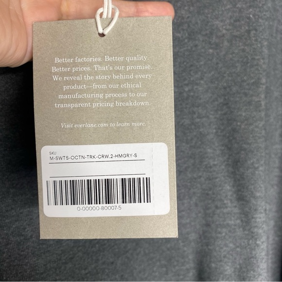 EVERLANE Men's Track Crew Neck Sweatshirt Small Gray 100% Organic Cotton NEW - Picture 6 of 9